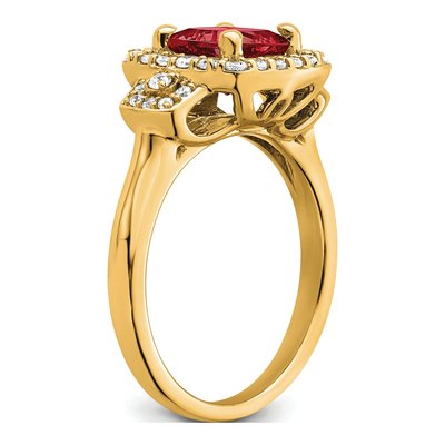 14K Yellow Gold 0.38 ct tw Lab-Created Ruby & Lab-Grown Diamond Halo Ring – view 6