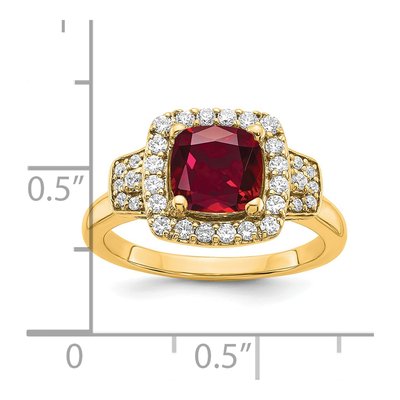 14K Yellow Gold 0.38 ct tw Lab-Created Ruby & Lab-Grown Diamond Halo Ring – view 7