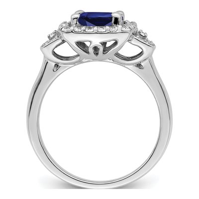 14K White Gold 0.38 ct tw Lab-Created Sapphire & Lab-Grown Diamond Halo Ring – view 2