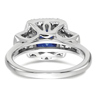 14K White Gold 0.38 ct tw Lab-Created Sapphire & Lab-Grown Diamond Halo Ring – view 5