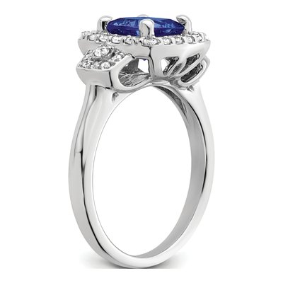 14K White Gold 0.38 ct tw Lab-Created Sapphire & Lab-Grown Diamond Halo Ring – view 6