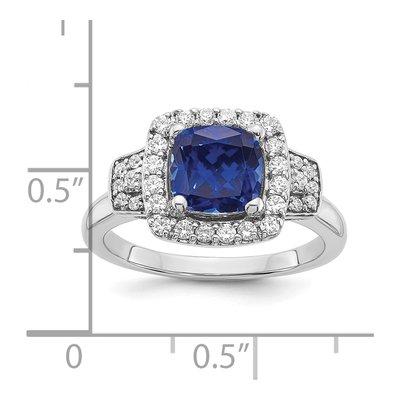 14K White Gold 0.38 ct tw Lab-Created Sapphire & Lab-Grown Diamond Halo Ring – view 7