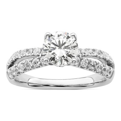 14K White Gold Lab-Grown Diamond Engagement Ring Semi-Mount