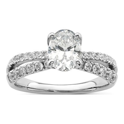 14K White Gold Lab-Grown Diamond Engagement Ring Semi-Mount