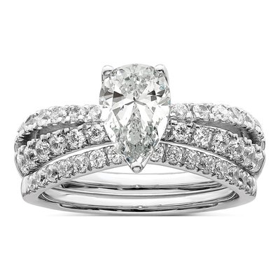 14K White Gold Lab-Grown Diamond Pear Engagement Ring Semi-Mount – view 5