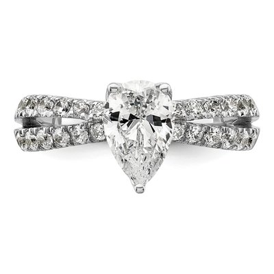 14K White Gold Lab-Grown Diamond Pear Engagement Ring Semi-Mount – view 6