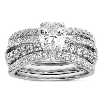 14K White Gold Lab-Grown Diamond Pear Engagement Ring Semi-Mount – view 7
