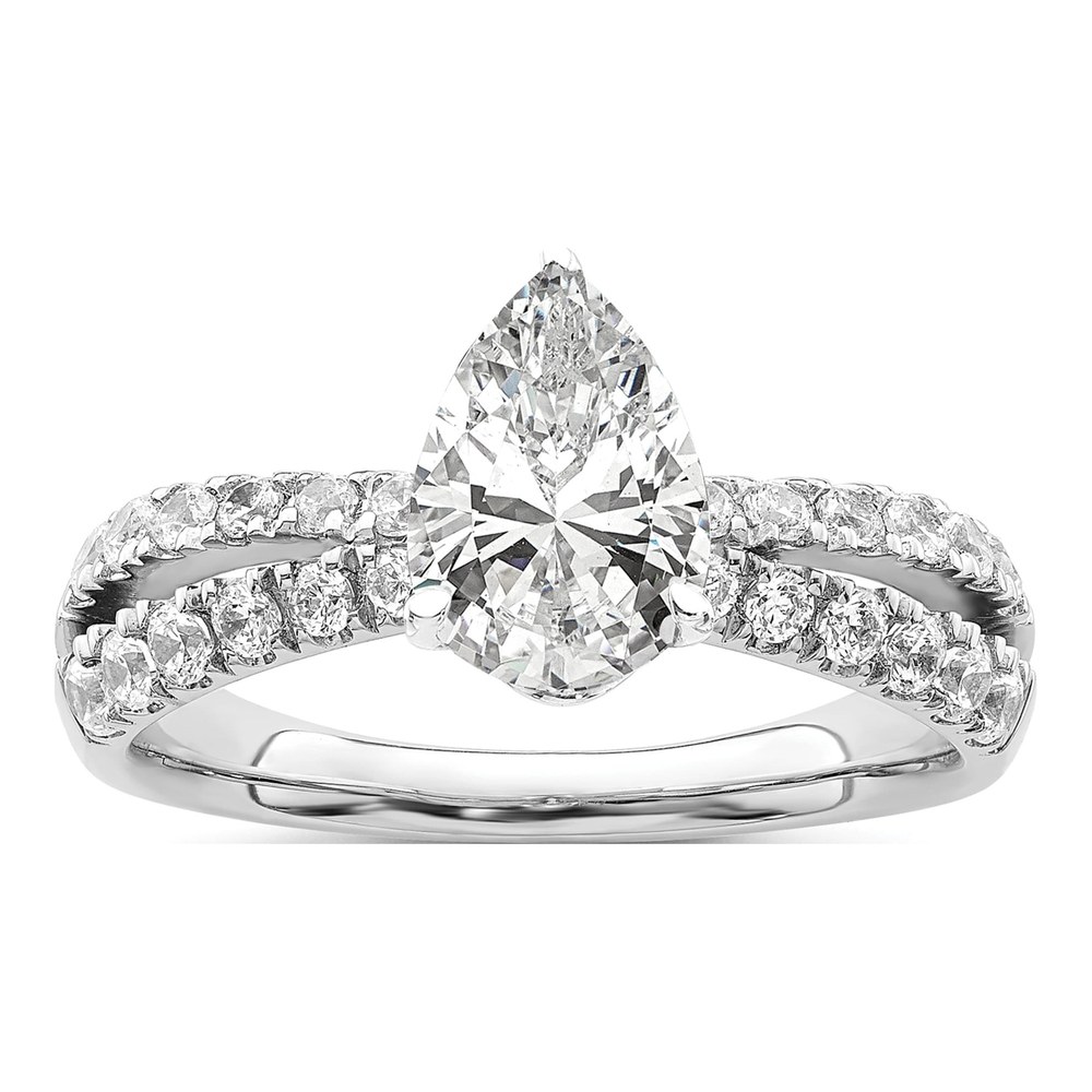 14K White Gold Lab-Grown Diamond Pear Engagement Ring Semi-Mount