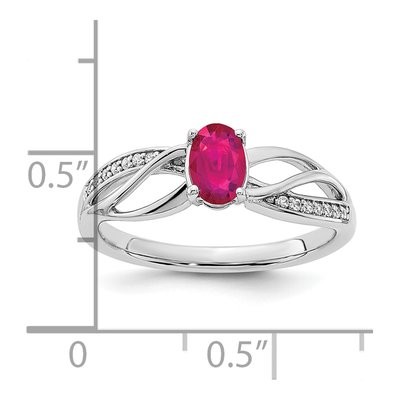 14K White Gold 1/20 ct tw Ruby & Diamond Oval Ring – view 2