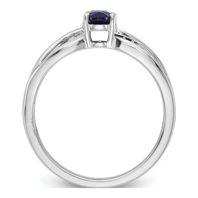 14K White Gold 1/20 ct tw Sapphire & Diamond Oval Ring – view 2