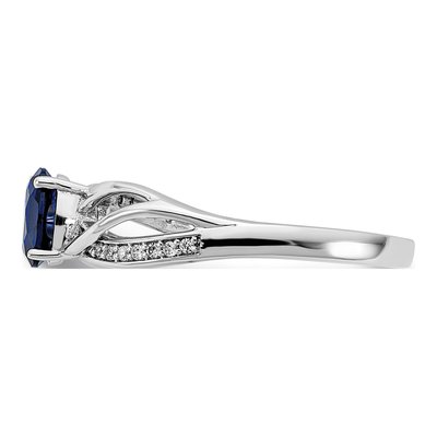 14K White Gold 1/20 ct tw Sapphire & Diamond Oval Ring – view 3