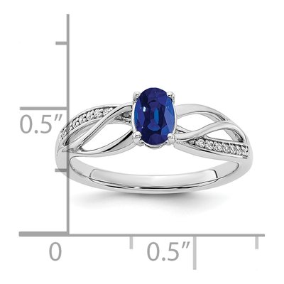 14K White Gold 1/20 ct tw Sapphire & Diamond Oval Ring – view 4