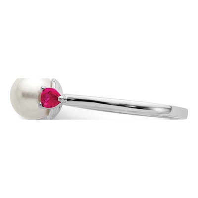 14K White Gold Ruby & Freshwater Cultured Pearl Pear Ring – view 3