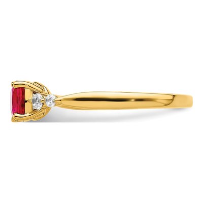 14K Yellow Gold 1/8 ct tw Ruby & Diamond Cushion Ring – view 3