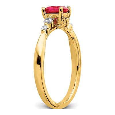 14K Yellow Gold 1/8 ct tw Ruby & Diamond Cushion Ring – view 6