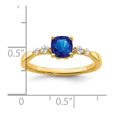 14K Yellow Gold 1/8 ct tw Sapphire & Diamond Cushion Ring – view 3
