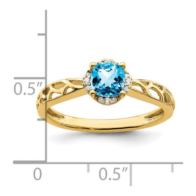 14K Yellow Gold 1/20 ct tw Swiss Blue Topaz & Diamond Ring – view 2