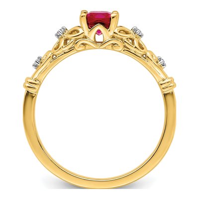 14K Yellow Gold Ruby & Diamond Filigree Ring – view 2