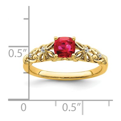 14K Yellow Gold Ruby & Diamond Filigree Ring – view 3