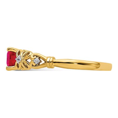 14K Yellow Gold Ruby & Diamond Filigree Ring – view 4