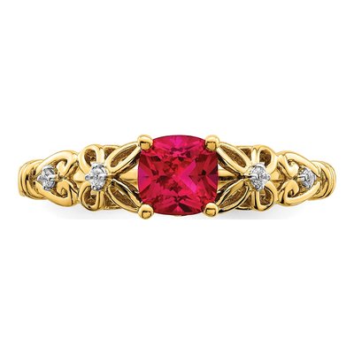 14K Yellow Gold Ruby & Diamond Filigree Ring – view 5
