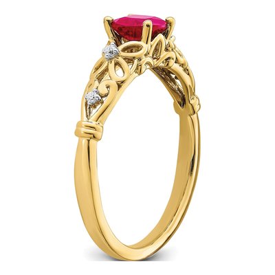 14K Yellow Gold Ruby & Diamond Filigree Ring – view 7