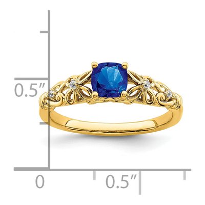 14K Yellow Gold Sapphire & Diamond Cushion Ring – view 2