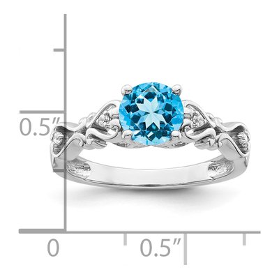 14K White Gold Blue Topaz and Diamond Ring – view 2
