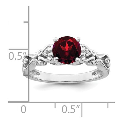 14K White Gold 1/20 ct tw Garnet & Diamond Round Ring – view 2