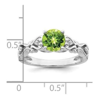 14K White Gold 1/20 ct tw Peridot & Diamond Heart Shank Ring – view 3