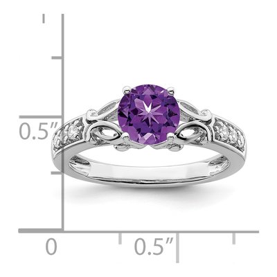 14K White Gold 1/10 ct tw Amethyst & Diamond Round Ring – view 3