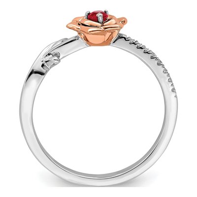 14K Two-Tone Gold Ruby & Diamond Flower Ring – view 3