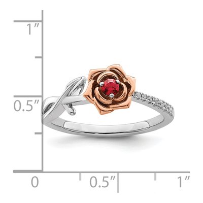 14K Two-Tone Gold Ruby & Diamond Flower Ring – view 4