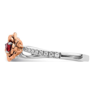 14K Two-Tone Gold Ruby & Diamond Flower Ring – view 5