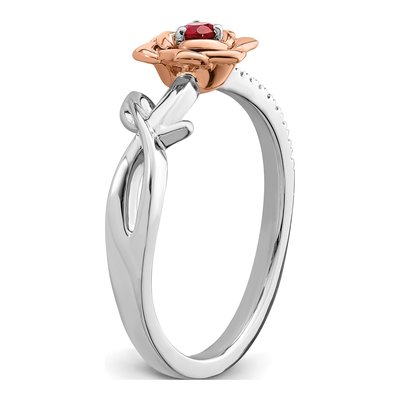 14K Two-Tone Gold Ruby & Diamond Flower Ring – view 8