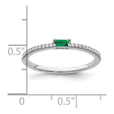 14K White Gold 1/15 ct tw Emerald & Diamond Baguette Ring – view 3