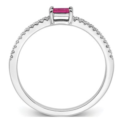 14K White Gold 1/15 ct tw Ruby & Diamond Baguette Ring – view 2