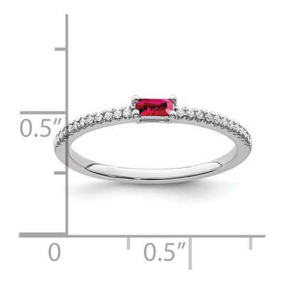 14K White Gold 1/15 ct tw Ruby & Diamond Baguette Ring – view 3