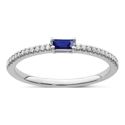 14K White Gold 1/15 ct tw Sapphire & Diamond Ring