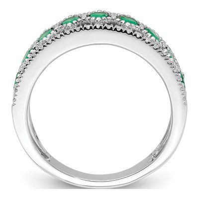 14K White Gold 1/3 ct tw Emerald & Diamond Graduated Ring – view 2