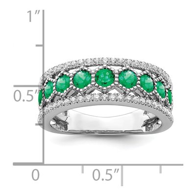 14K White Gold 1/3 ct tw Emerald & Diamond Graduated Ring – view 3