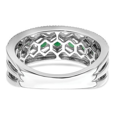 14K White Gold 1/3 ct tw Emerald & Diamond Graduated Ring – view 6