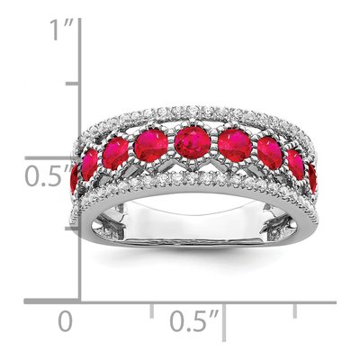 14K White Gold 1/3 ct tw Ruby & Diamond Graduated Ring – view 2