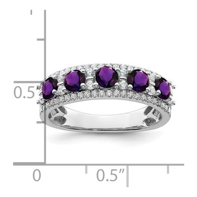14K White Gold 3/8 ct tw Amethyst & Diamond 5-Stone Ring – view 2