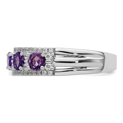 14K White Gold 3/8 ct tw Amethyst & Diamond 5-Stone Ring – view 3