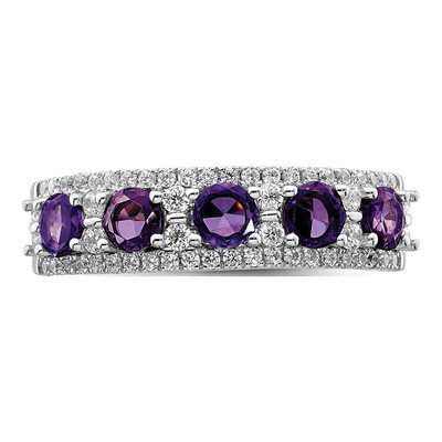 14K White Gold 3/8 ct tw Amethyst & Diamond 5-Stone Ring – view 4
