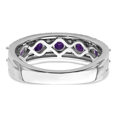 14K White Gold 3/8 ct tw Amethyst & Diamond 5-Stone Ring – view 5