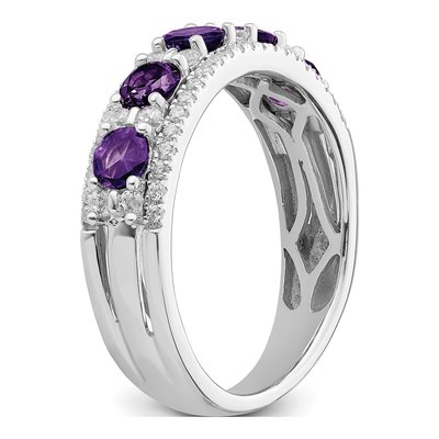 14K White Gold 3/8 ct tw Amethyst & Diamond 5-Stone Ring – view 6