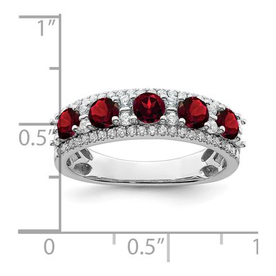 14K White Gold Garnet & Diamond 5-Stone Ring – view 2