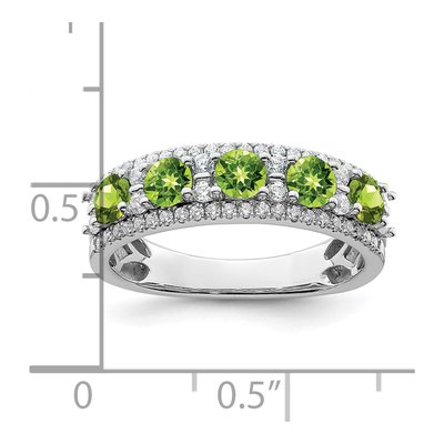 14K White Gold 3/8 ct tw Peridot & Diamond 5-Stone Ring – view 2